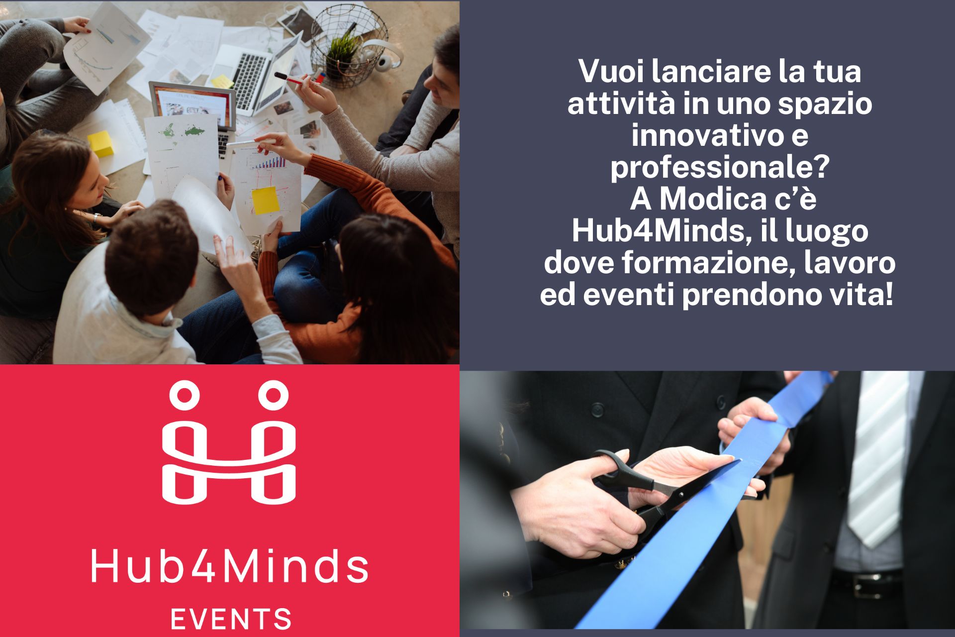 Vuoi lanciare la tua attività in uno spazio innovativo e professionale?A Modica c’è Hub4Minds, il luogo dove formazione, lavoro ed eventi prendono vita! 🎓💼✨